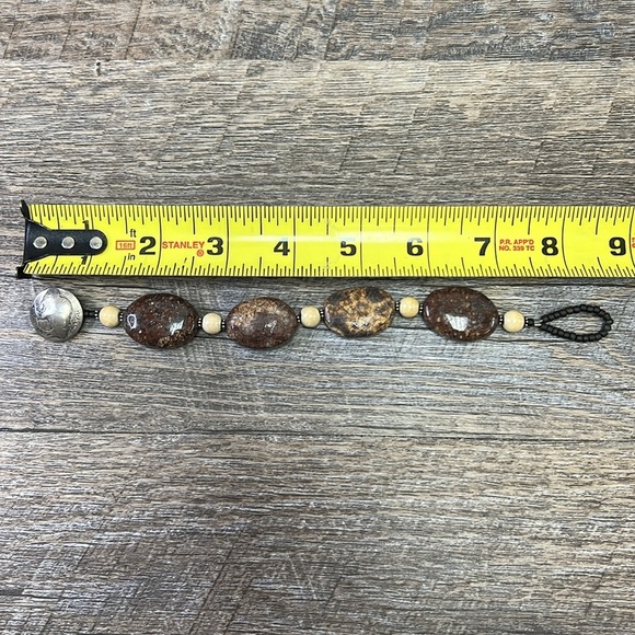 Chunky Natural Stone Buffalo Coin Bracelet - Picture 7 of 7